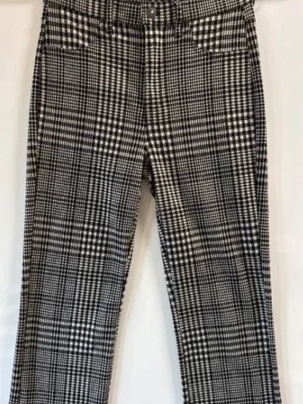America Eagle Crop Knit Pull-On Kick Pants Black-Grey Plaid 8 Regular